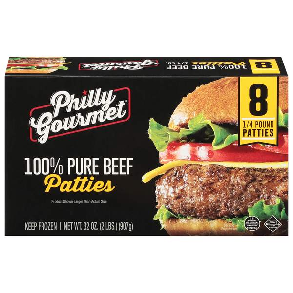 Philly Gourmet Pure Beef Patties 2 LB Philly Gourmet Pure Beef Patties 2 LB