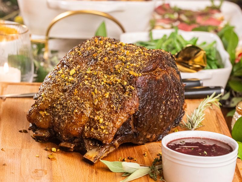 Pistachio Crusted Beef Rib Roast 