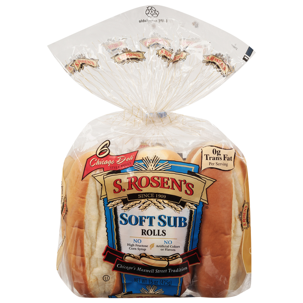 S. Rosen's Soft Sub Rolls 6 Each 15 Oz
