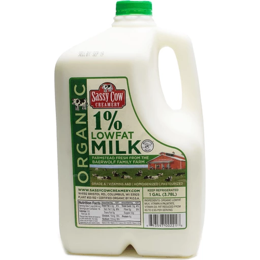 SassyCowCreameryOrganicOnePercentLowfatOneGallon