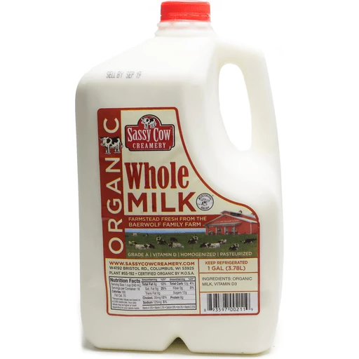 SassyCowCreameryOrganicWholeMilkOneGallon