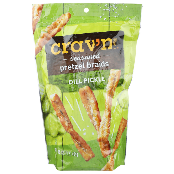 Crav'n Seasoned Pretzel Braids Dill Pickle 16 Oz