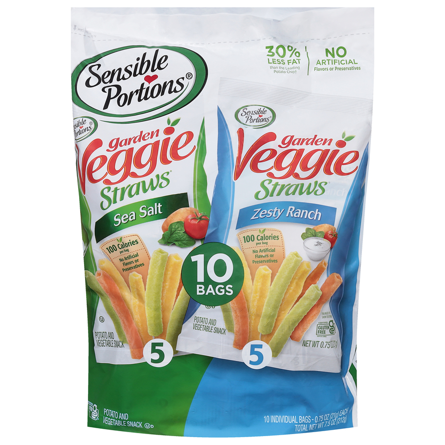 SensiblePortionsSeaSaltZestyRanchStraws10Bags0.75OzEach