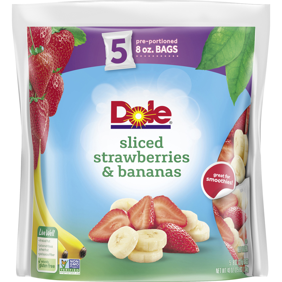 Sliced Strawberries & Bananas 5 Pre-Portioned 8 Oz Bags Sliced Strawberries & Bananas 5 Pre-Portioned 8 Oz Bags