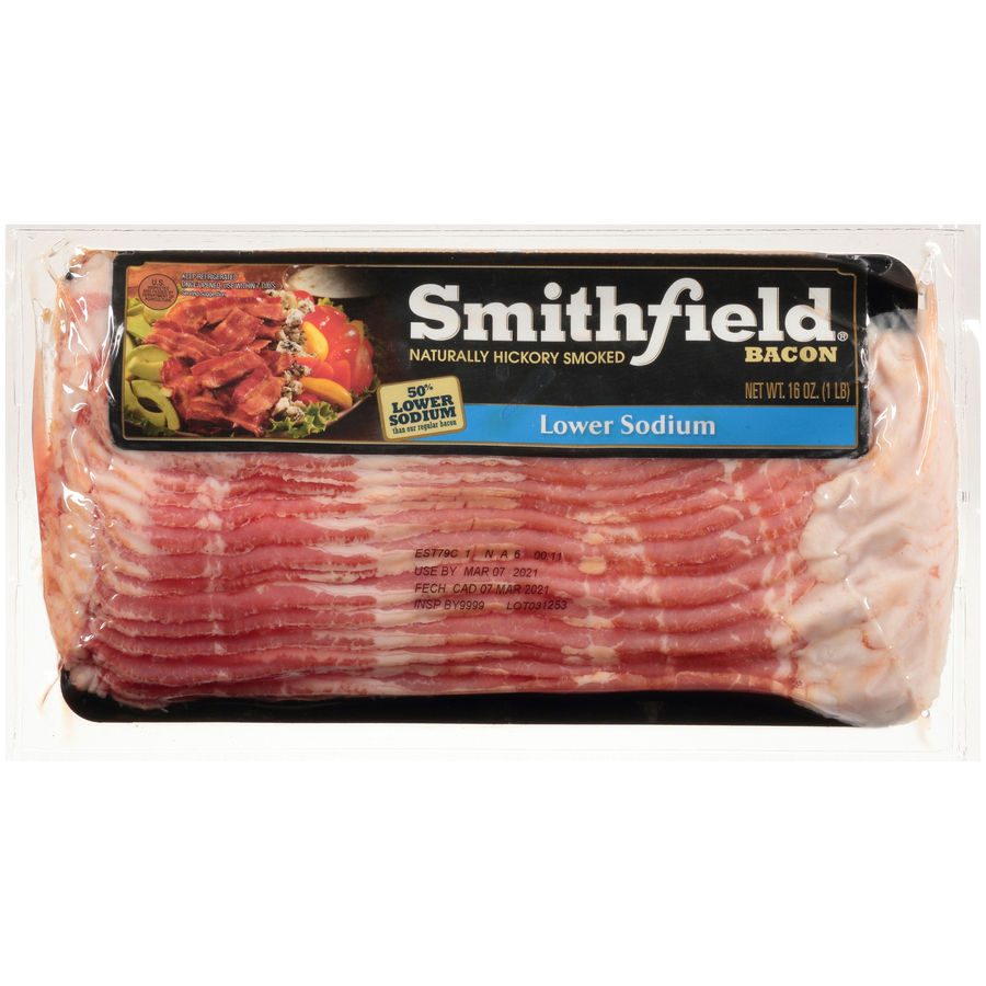 Smithfield Lower Sodium Hickory Smoked Bacon 16 Oz