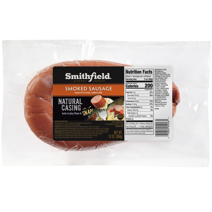 Smithfield Natural Casing Smoked Sausage 13 Oz