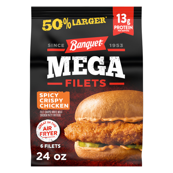 Banquet Spicy Crispy Chicken Mega Filets 24 Oz