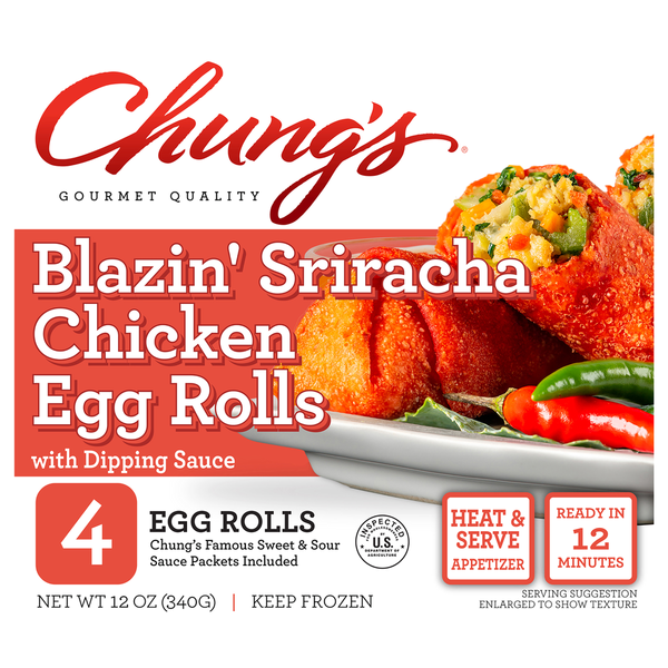 Chung's Sriracha Chicken Egg Rolls 4 Each 12 Oz Chung's Sriracha Chicken Egg Rolls 4 Each 12 Oz