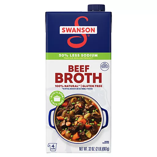 Swanson Beef Broth 50% Less Sodium 32 Oz