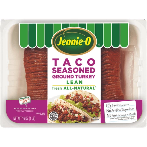 Taco Seasoned Lean Ground Turkey 93% 7% 16 Oz Taco Seasoned Lean Ground Turkey 93% 7% 16 Oz