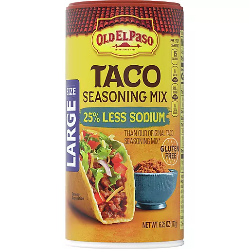 Taco Seasoning 25% Less Sodium 6.25 Oz Taco Seasoning 25% Less Sodium 6.25 Oz