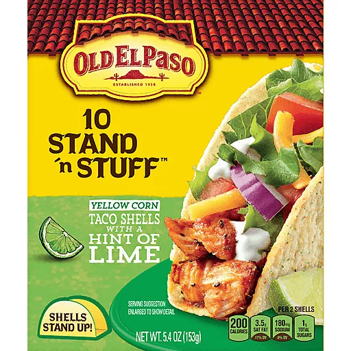 Stand N Stuff Lime Taco Shells Ten Each 5.4 Oz Stand N Stuff Lime Taco Shells Ten Each 5.4 Oz