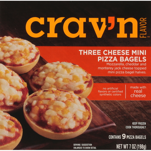 Crav'n Three Cheese Mini Pizza Bagels 7 Oz