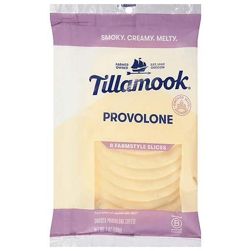 Tillamook Provolone Cheese 8 Farmstyle Slices 7 Oz Tillamook Provolone Cheese 8 Farmstyle Slices 7 Oz
