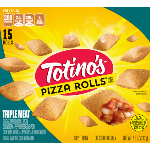 Totino's Triple Meat Pizza Rolls 15 Each 7.5 Oz