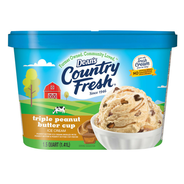 Dean's Country Fresh Triple Peanut Butter Cup Ice Cream 1.5 Quart