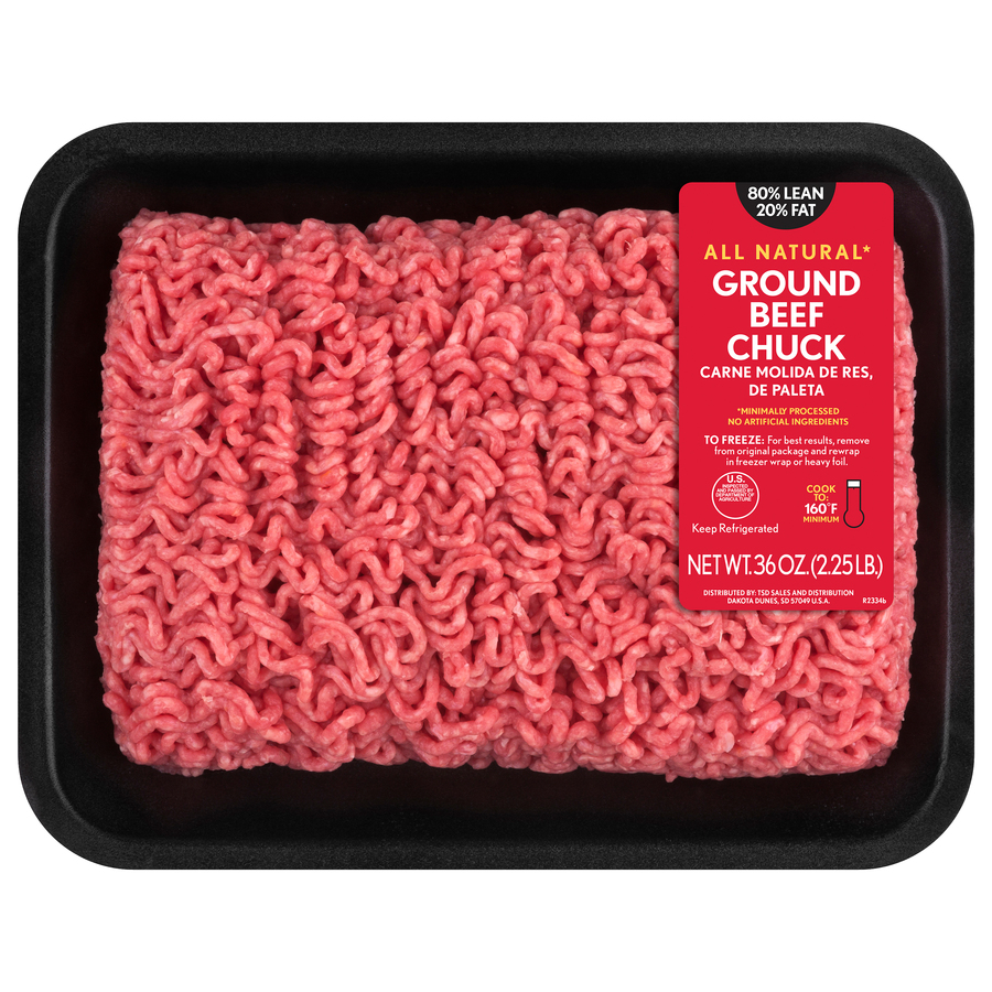 TysonAllNatural80Lean20FatGroundBeefChuck2.25LB TysonAllNatural80Lean20FatGroundBeefChuck2.25LB