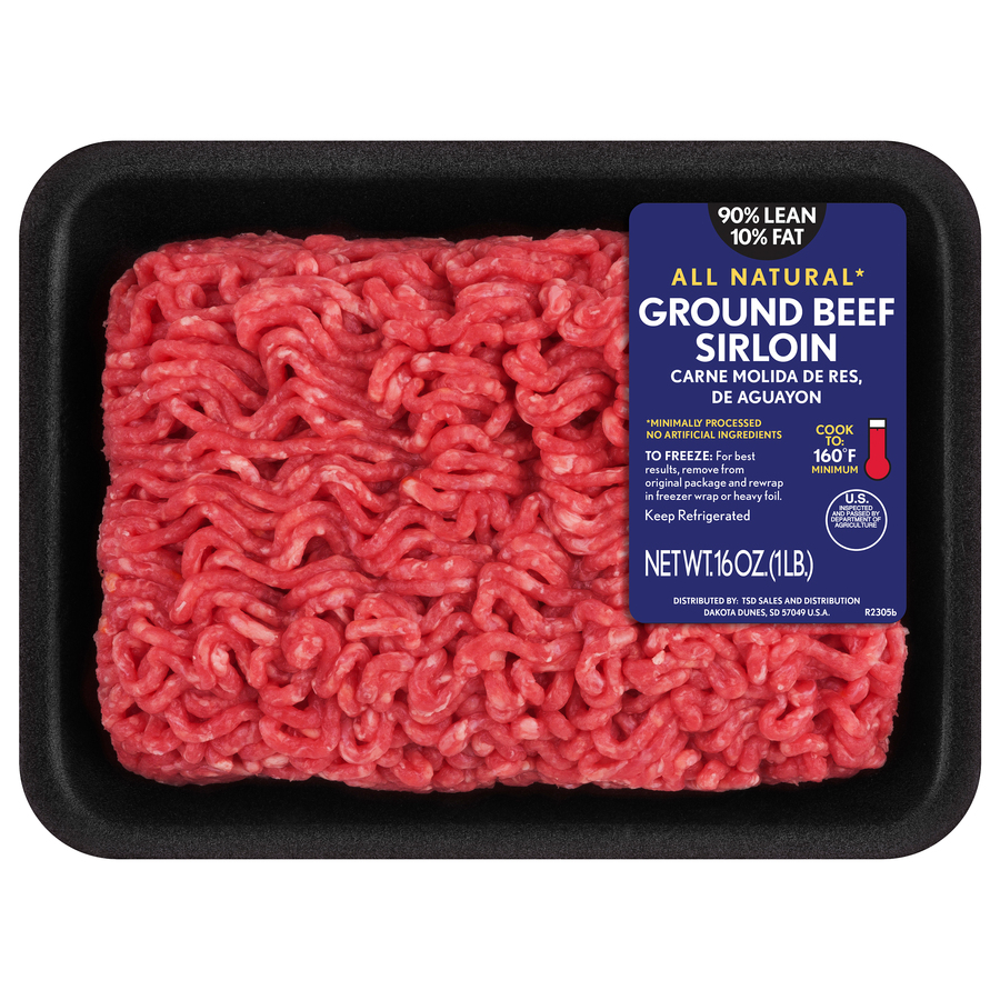 TysonAllNaturalGroundBeefSirloin90Lean10Fat1LB TysonAllNaturalGroundBeefSirloin90Lean10Fat1LB