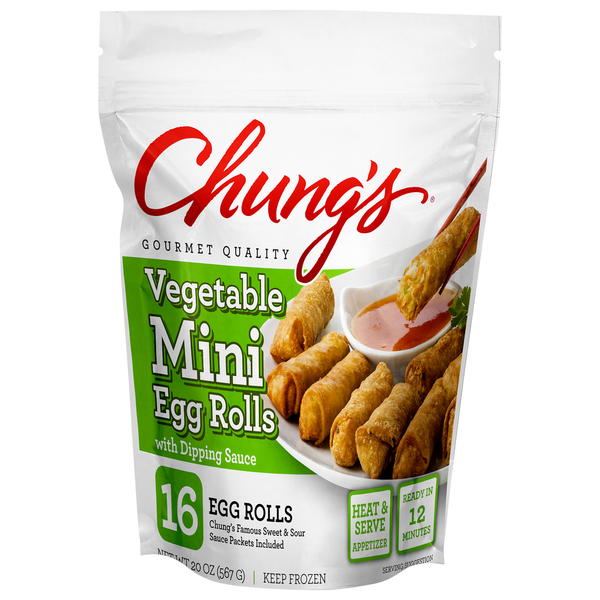Chung's Vegetable Mini Egg Rolls 16 Each 20 Oz Chung's Vegetable Mini Egg Rolls 16 Each 20 Oz