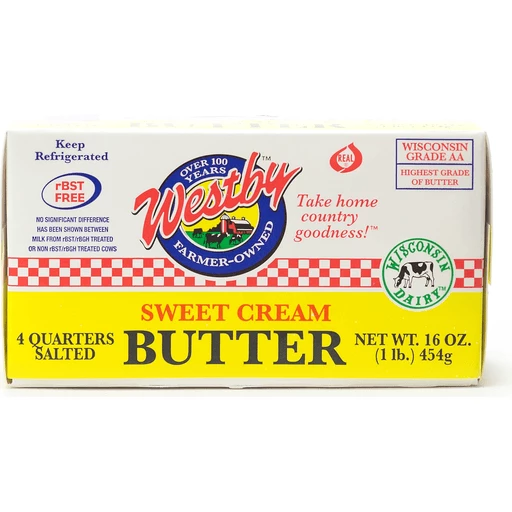 Westby Sweet Cream Butter Four Sticks 1 LB Westby Sweet Cream Butter Four Sticks 1 LB
