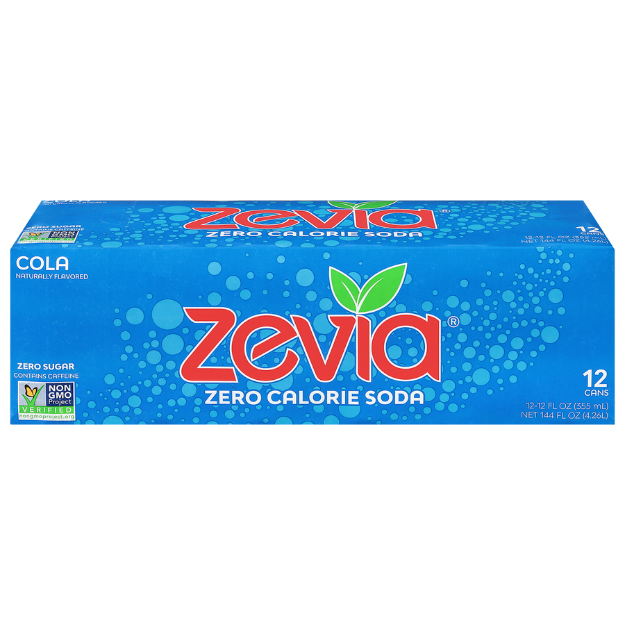 Zevia Cola Zero Calorie Soda Twelve 12 FL Oz Cans Zevia Cola Zero Calorie Soda Twelve 12 FL Oz Cans