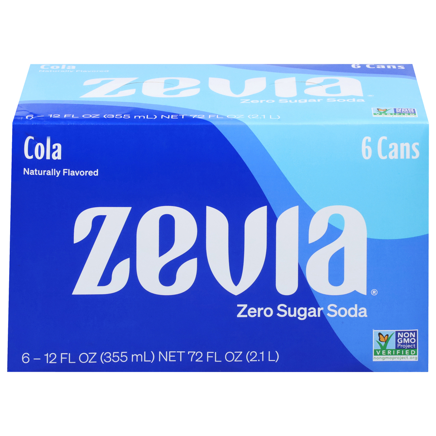 Zevia Cola Zero Sugar Soda Six 12 FL Oz Cans Zevia Cola Zero Sugar Soda Six 12 FL Oz Cans