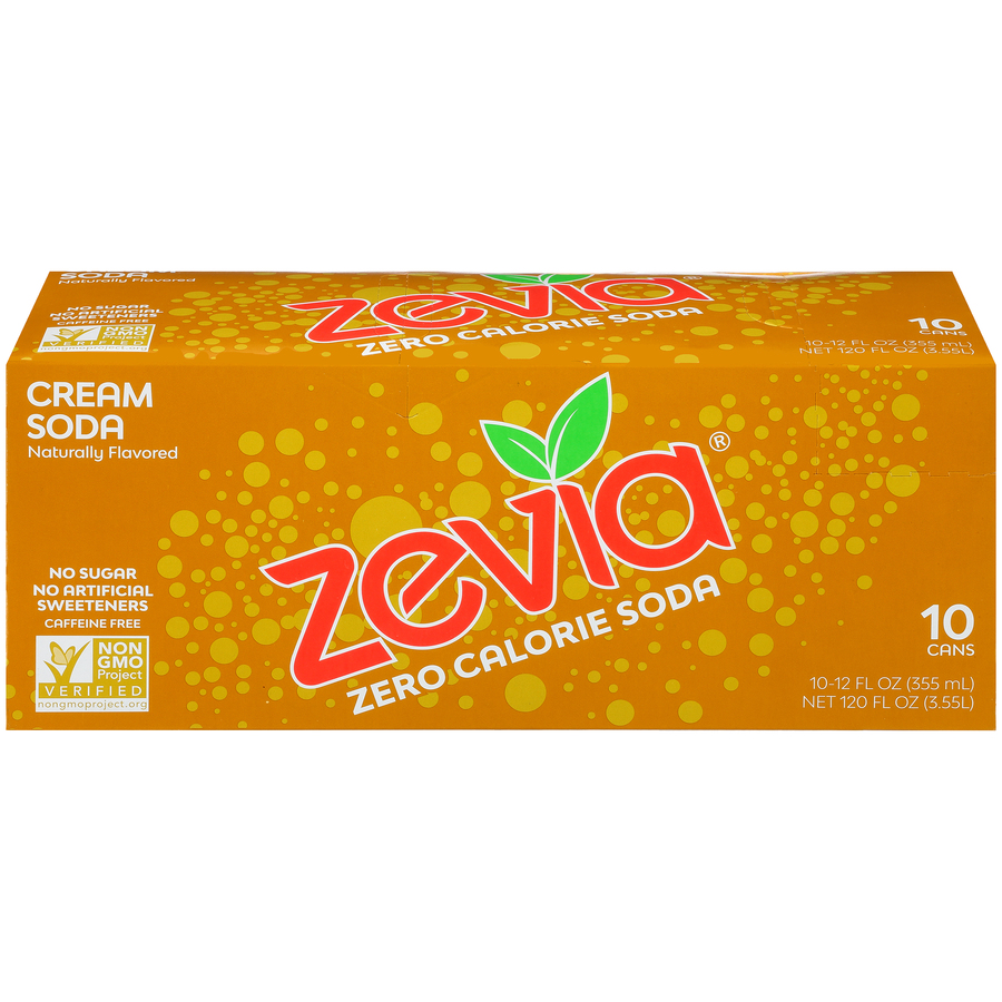 Zevia Cream Soda Zero Calorie Soda Ten 12 FL Oz Cans Zevia Cream Soda Zero Calorie Soda Ten 12 FL Oz Cans