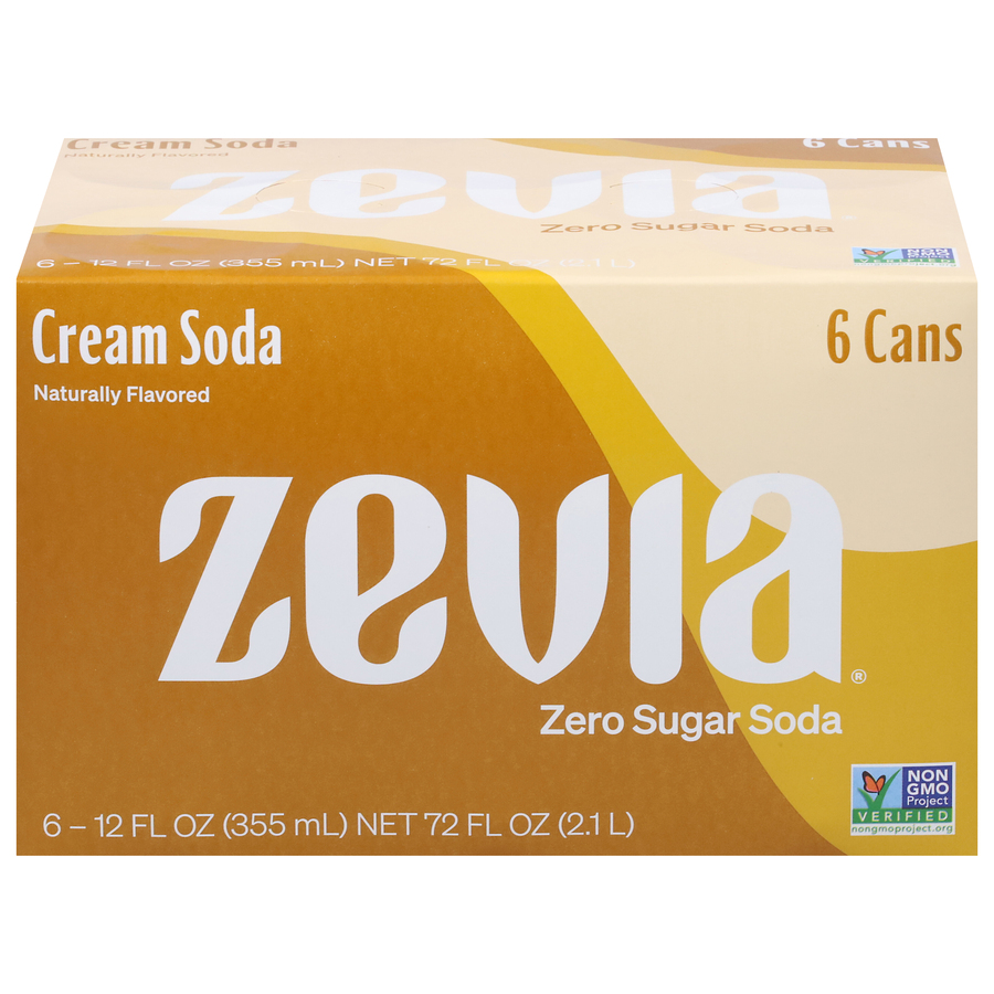 Zevia Cream Soda Zero Sugar Soda Six 12 FL Oz Cans Zevia Cream Soda Zero Sugar Soda Six 12 FL Oz Cans