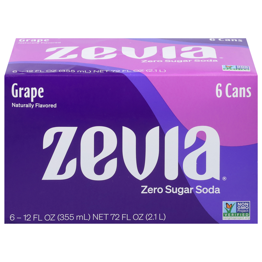 Zevia Grape Zero Sugar Soda Six 12 FL Oz Cans Zevia Grape Zero Sugar Soda Six 12 FL Oz Cans