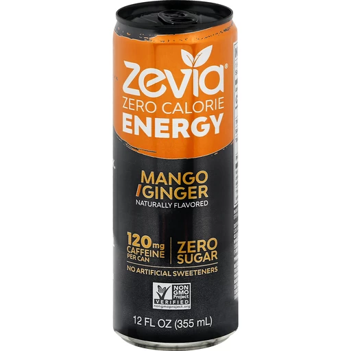 Zevia Mango Ginger Zero Calorie Energy 12 FL Oz Zevia Mango Ginger Zero Calorie Energy 12 FL Oz