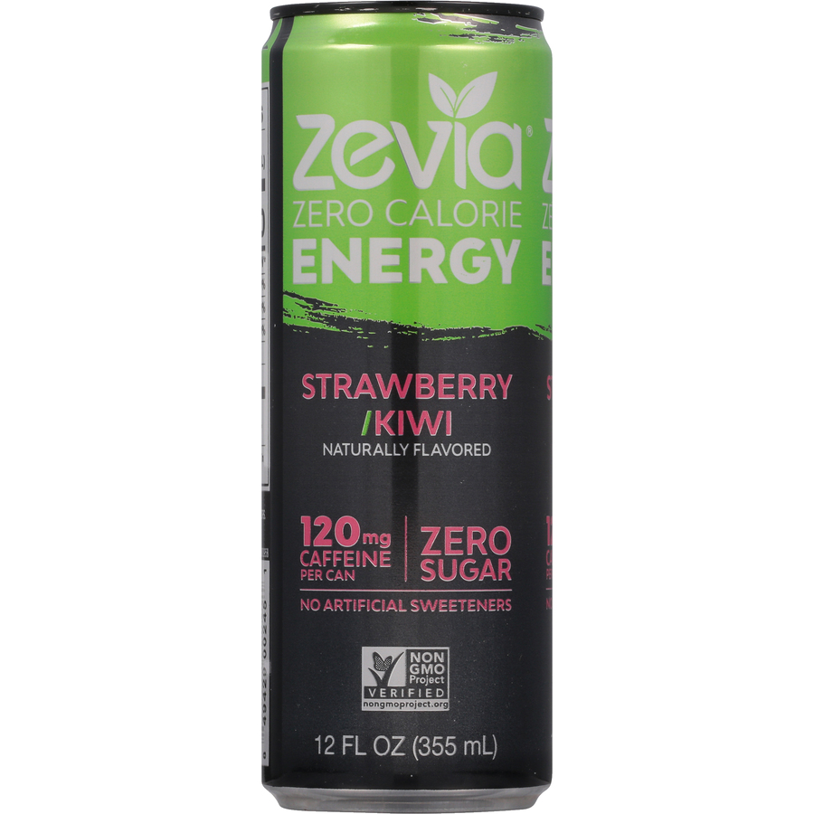 Zevia Strawberry Kiwi Zero Calorie Energy 12 FL Oz Zevia Strawberry Kiwi Zero Calorie Energy 12 FL Oz