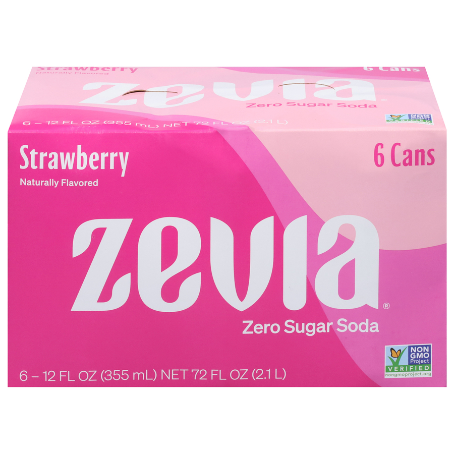 Zevia Strawberry Zero Sugar Soda Six 12 FL Oz Cans Zevia Strawberry Zero Sugar Soda Six 12 FL Oz Cans