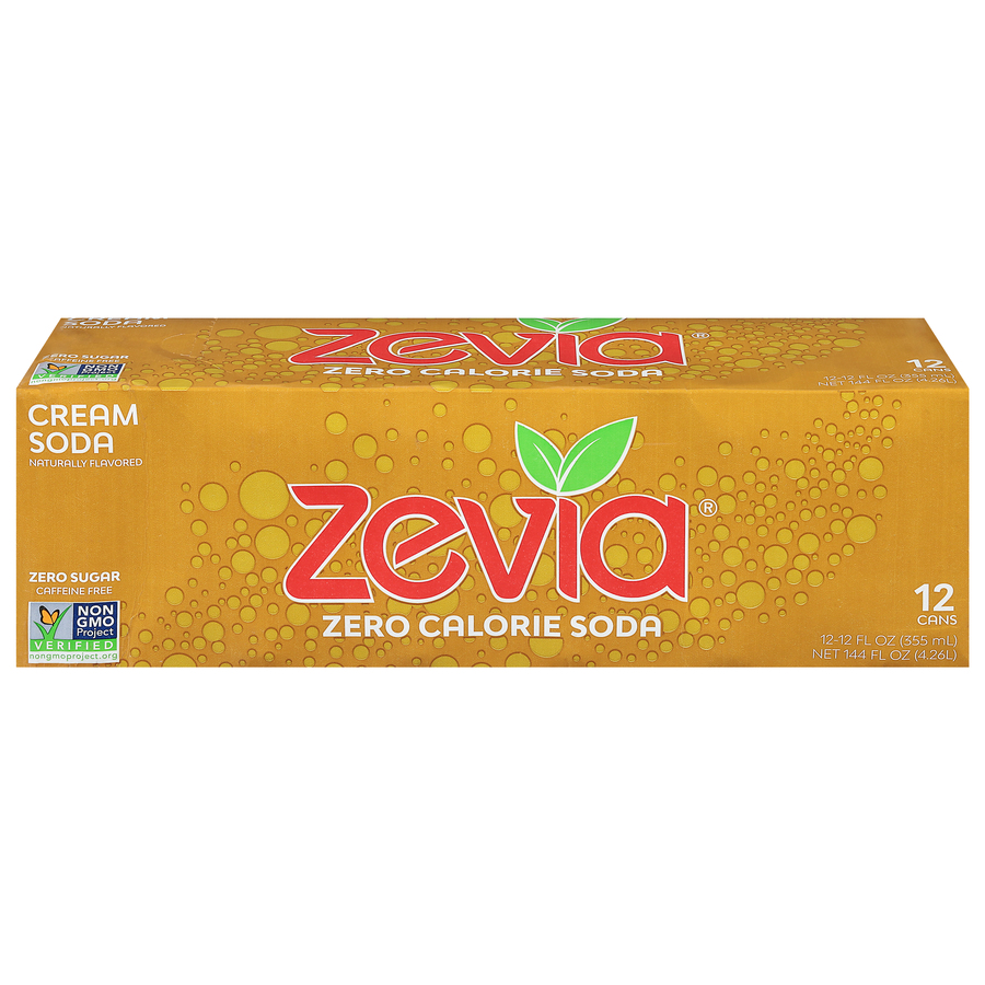 Zevia Zero Calorie Cream Soda Twelve 12 FL Oz Cans Zevia Zero Calorie Cream Soda Twelve 12 FL Oz Cans